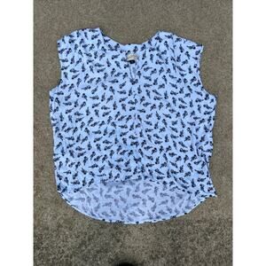 Universal Thread Tank Top Women Size Medium Blue Floral V-Neck Sleeveless Blouse